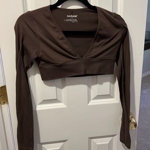 brown garage crop top